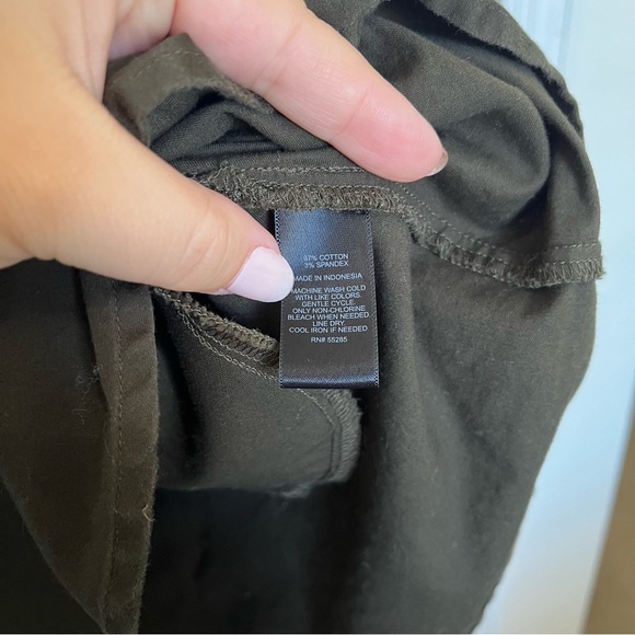 Olive Green Long Sleeve Button Up Pockets Dress - Picture 5 of 8